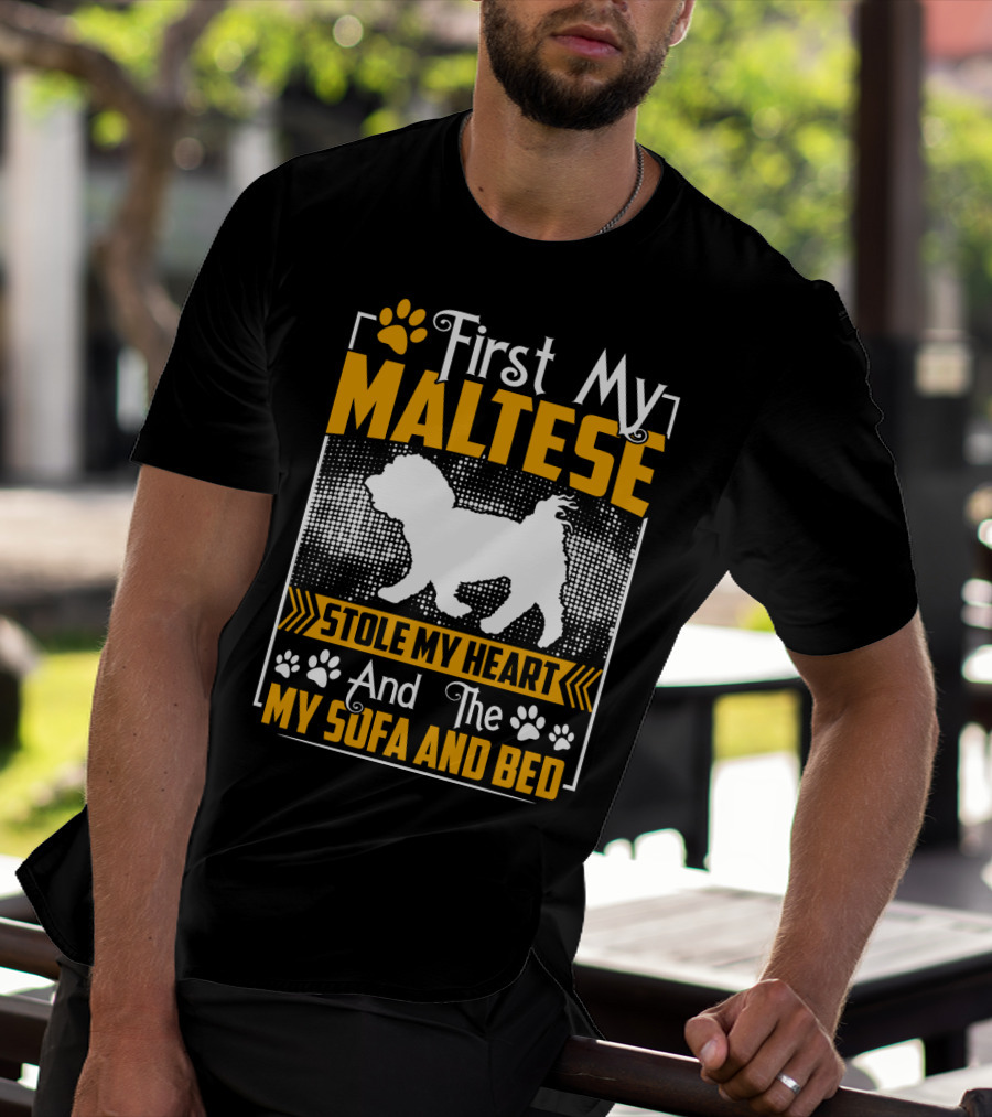 First My Maltese Stole My Heart And The My Sofa And Bed T-Shirt