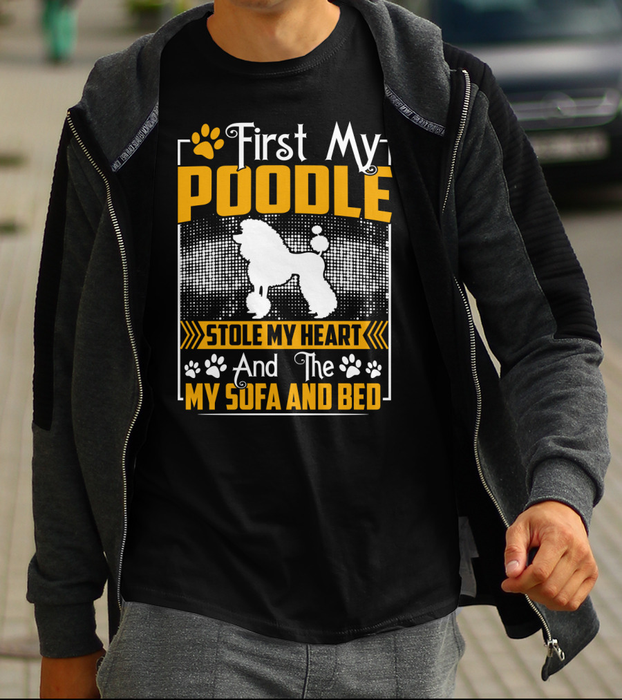 First My Poodle Stole My Heart And Then My Sofa And Bed Paws T-Shirt