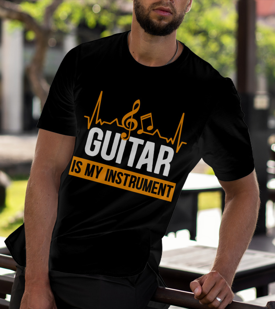 Guitar Is My Instrument With Heartbeat Music Notes T-Shirt