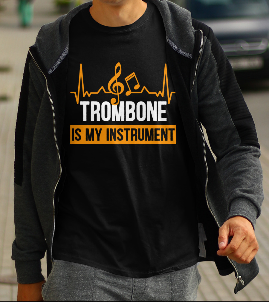 Trombone Is My Instrument Clef Pulse Music Notes T-Shirt