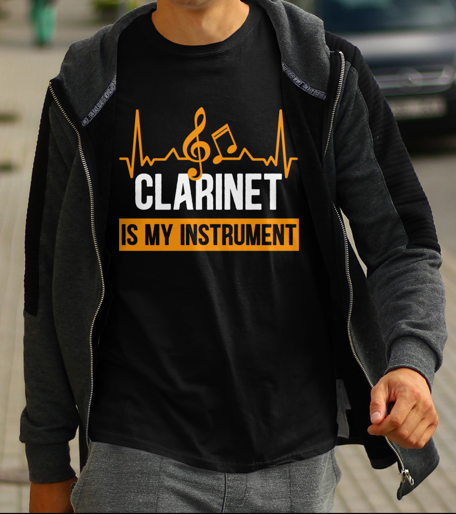 Clarinet Is My Instrument Music Heartbeat Treble Clef And Note T-Shirt