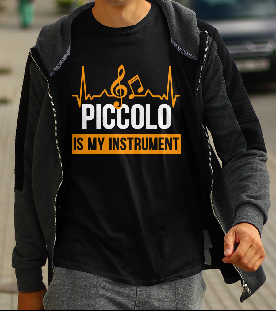PICCOLO IS MY INSTRUMENT Music Notes Heartbeat T-Shirt