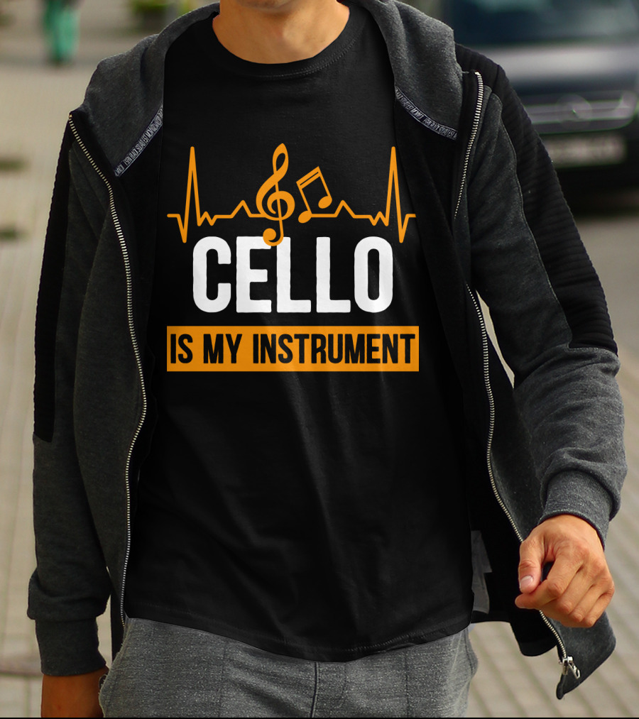 Cello Is My Instrument Clef Note Heartbeat T-Shirt