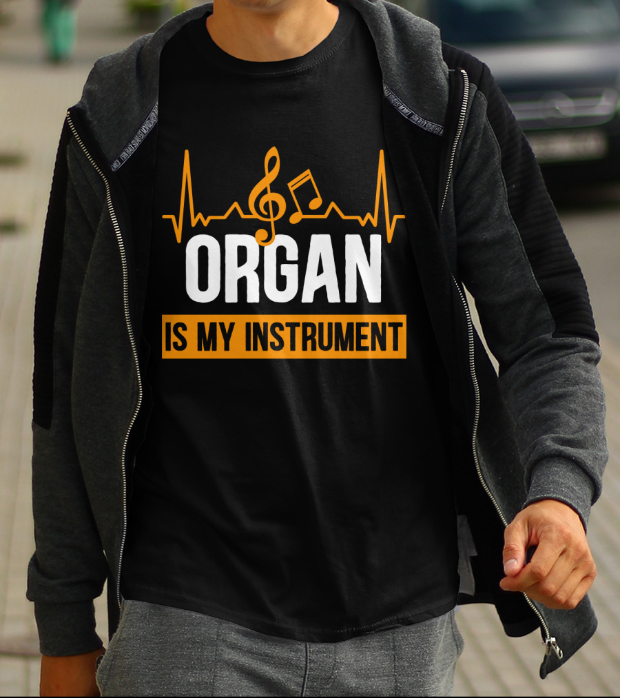 ORGAN Is My Instrument Musical Heartbeat Treble Clef Note T-Shirt