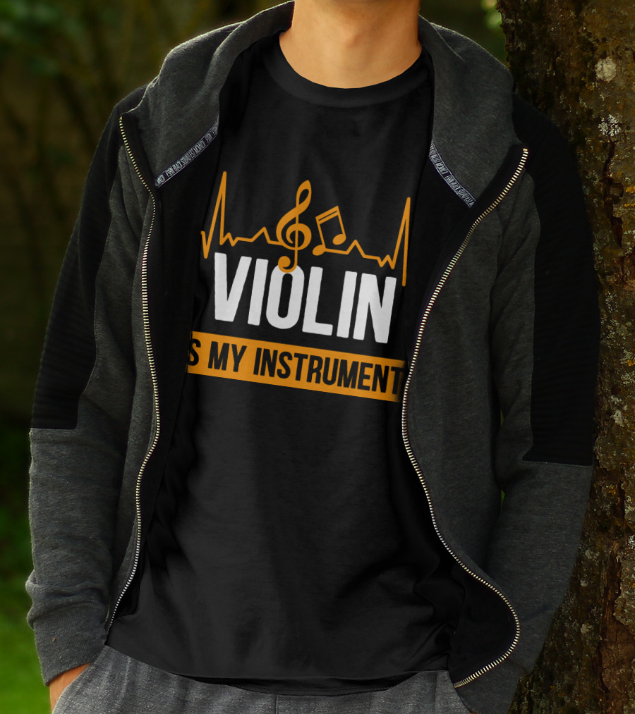 Violin Heartbeat With Musical Notes Is My Instrument T-Shirt