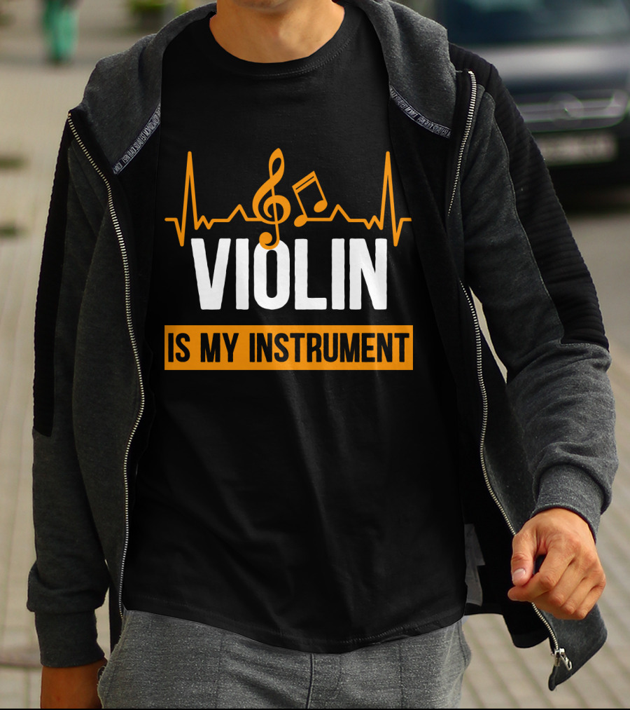 Violin Heartbeat With Musical Notes Is My Instrument T-Shirt