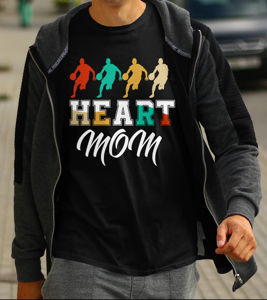 Basketball Heart Mom Quartet Players T-Shirt