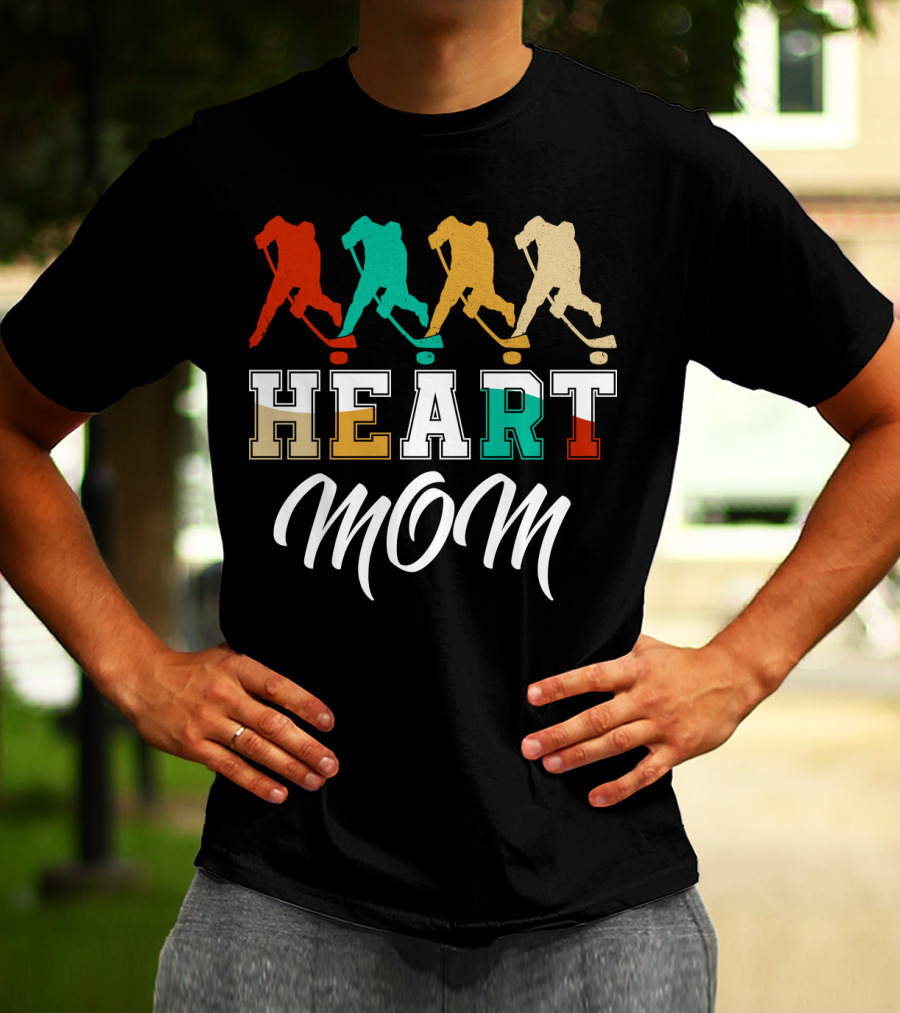 Hockey Heart Mom Vintage Silhouette Player Sequence T-Shirt