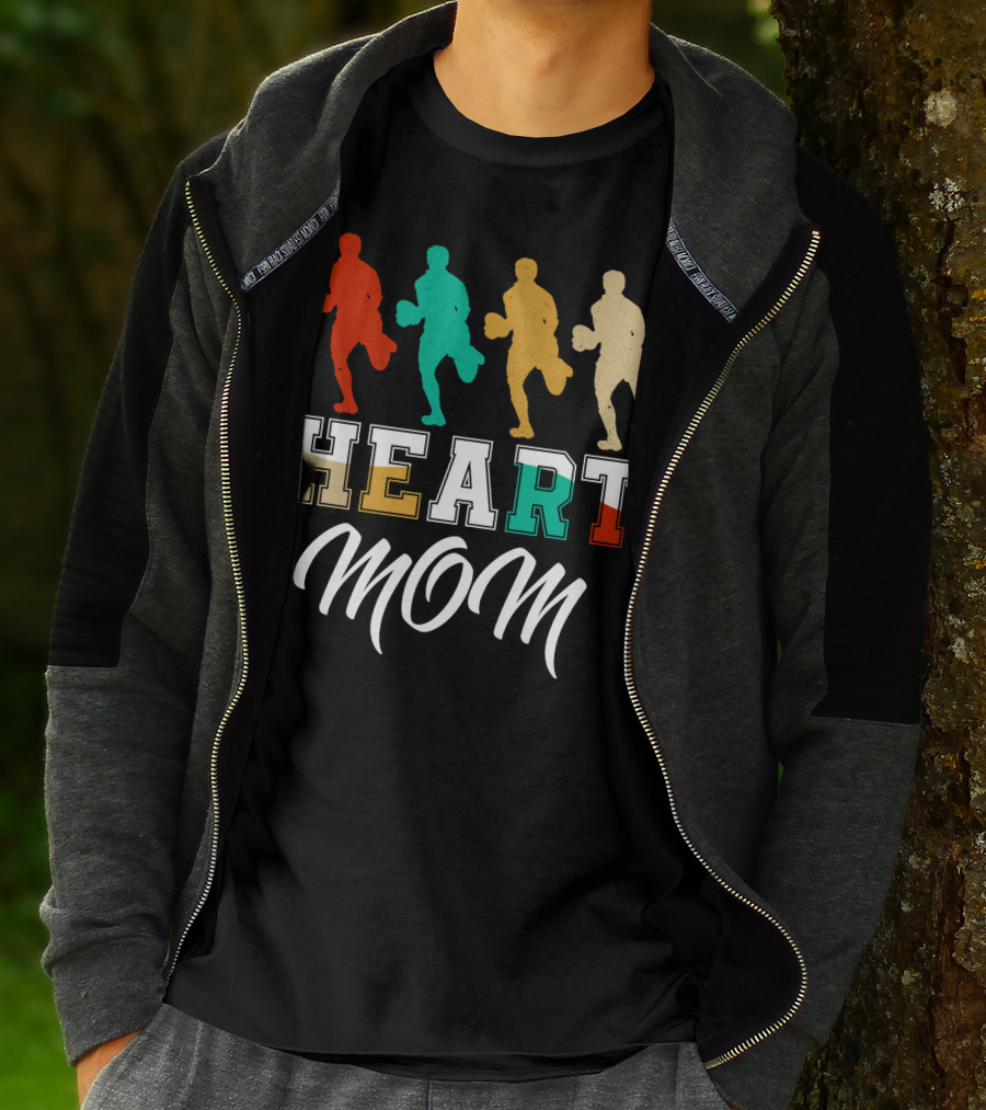 Heart Mom Rugby Running T-Shirt