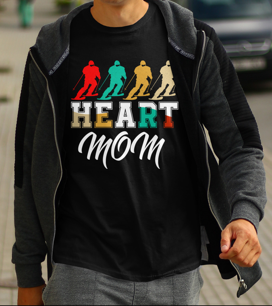 HEART MOM Skiing T-Shirt