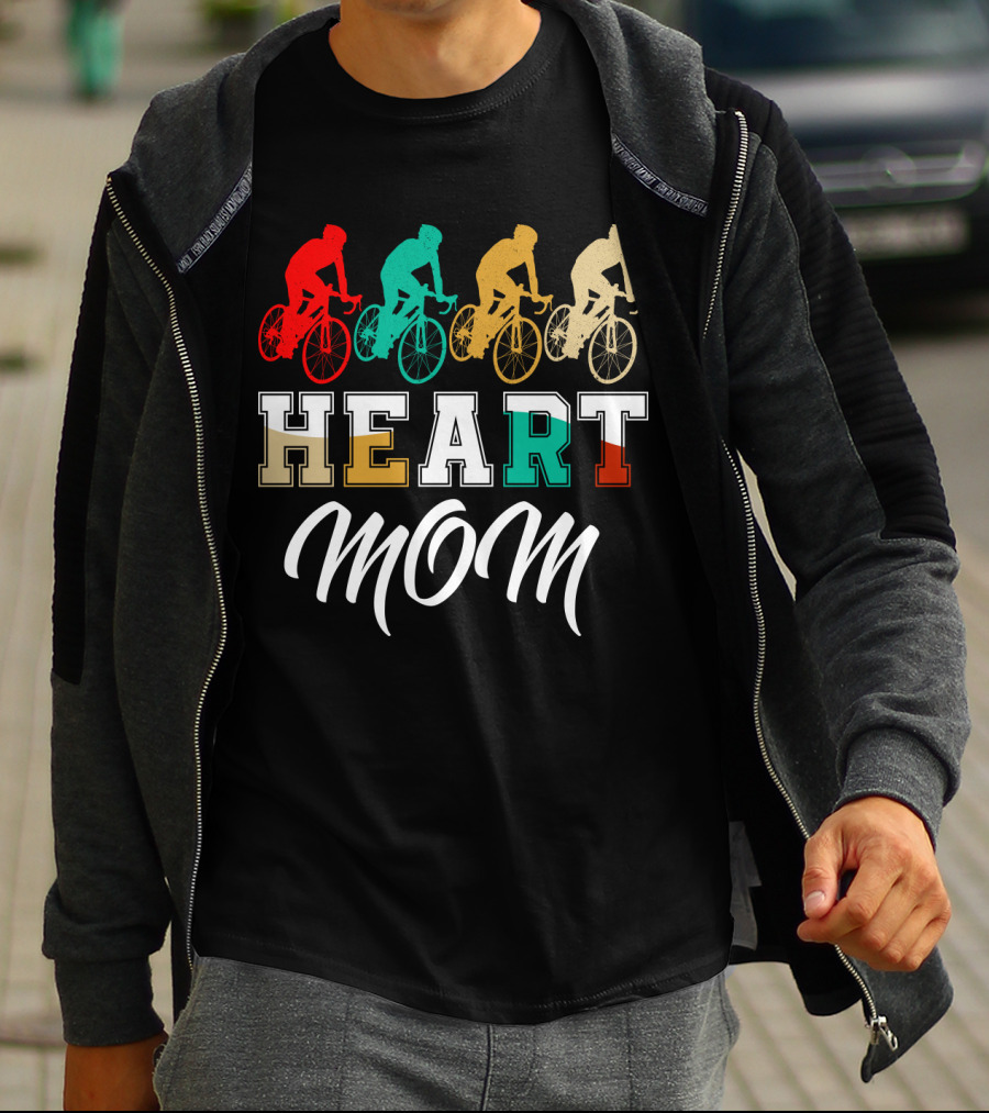 Cycling Heart Mom Colorful Biking T-Shirt