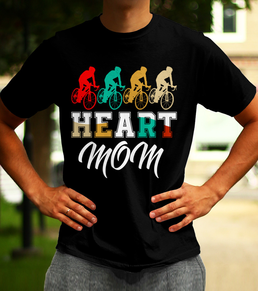 Cycling Heart Mom Colorful Biking T-Shirt