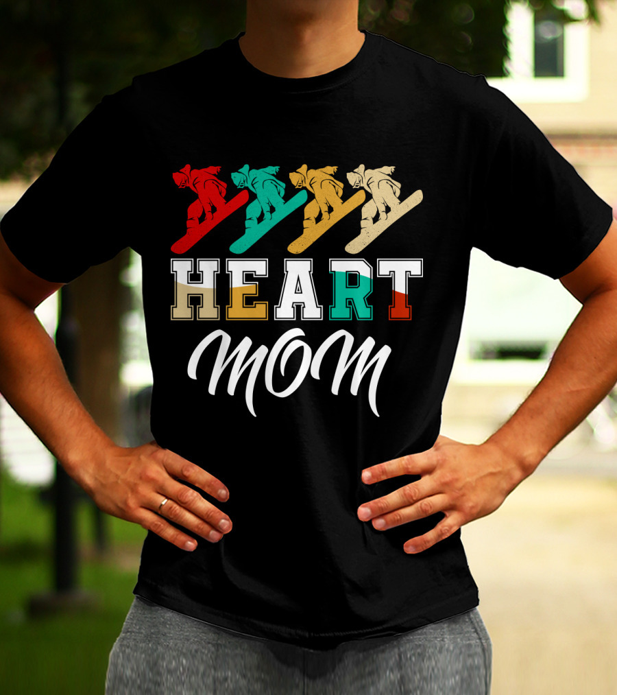 Snowboarding Heart Mom Multicolor Boarders T-Shirt