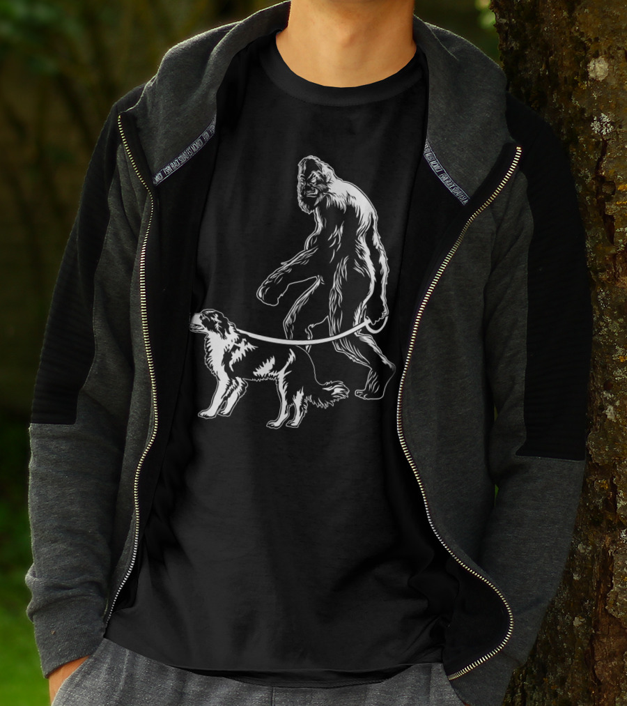 Bigfoot Walking Border Collie T-Shirt