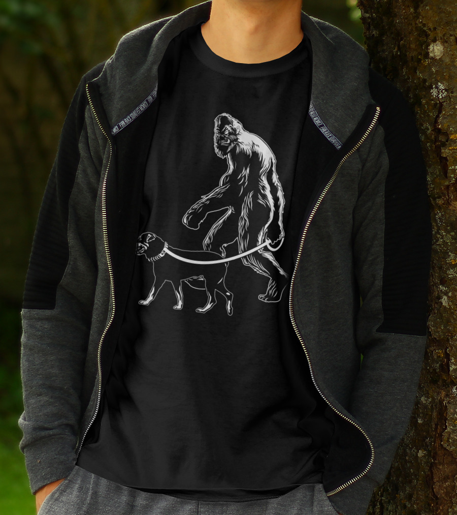 Bigfoot Walking Rottweiler Dog T-Shirt