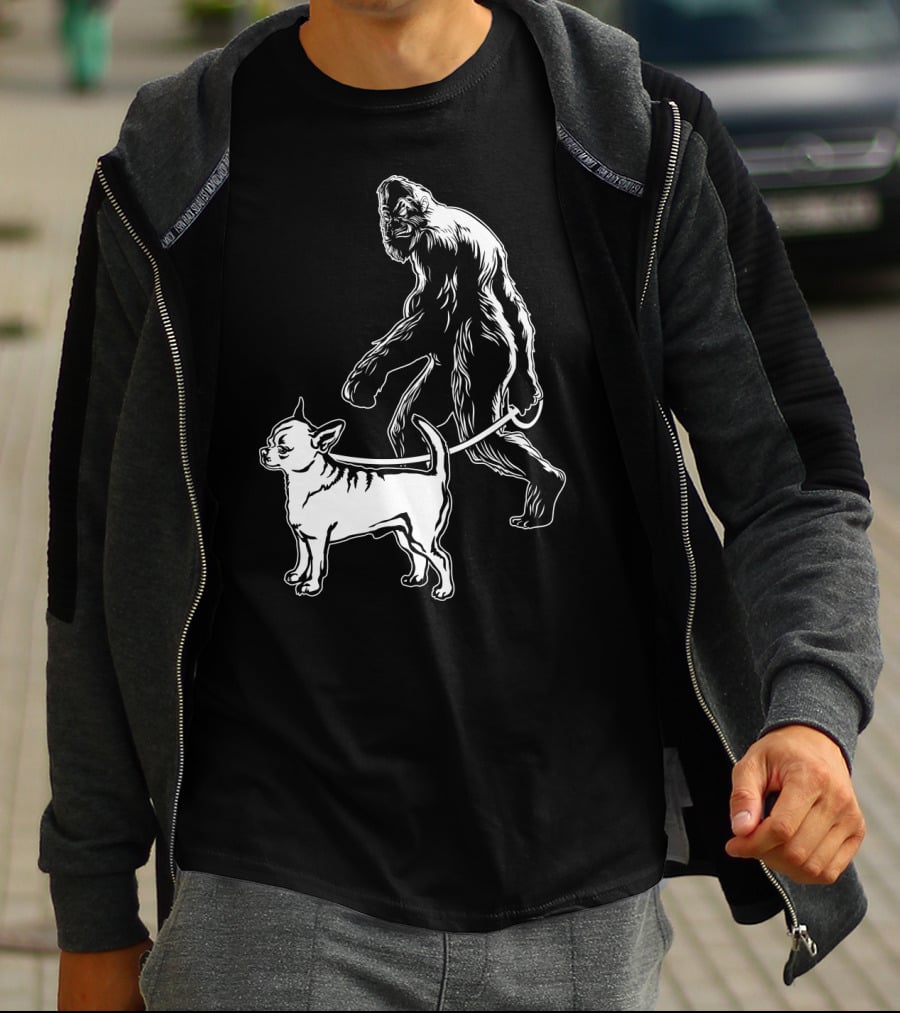 Bigfoot Walking Chihuahua Dog T-Shirt