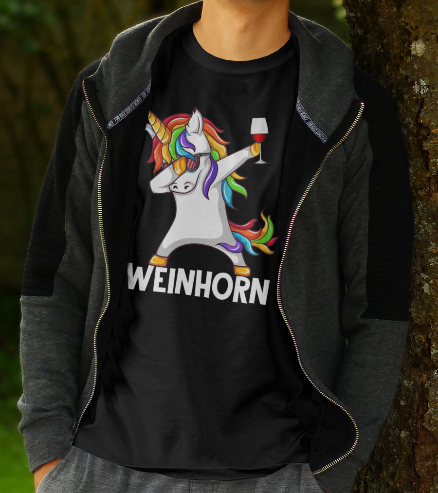 Weinhorn Dabbing Einhorn With Wine Glass T-Shirt
