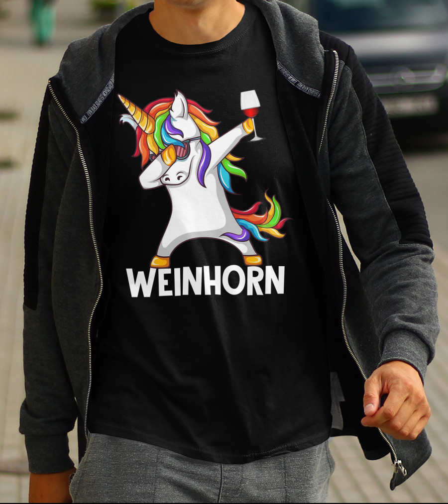 Weinhorn Dabbing Einhorn With Wine Glass T-Shirt
