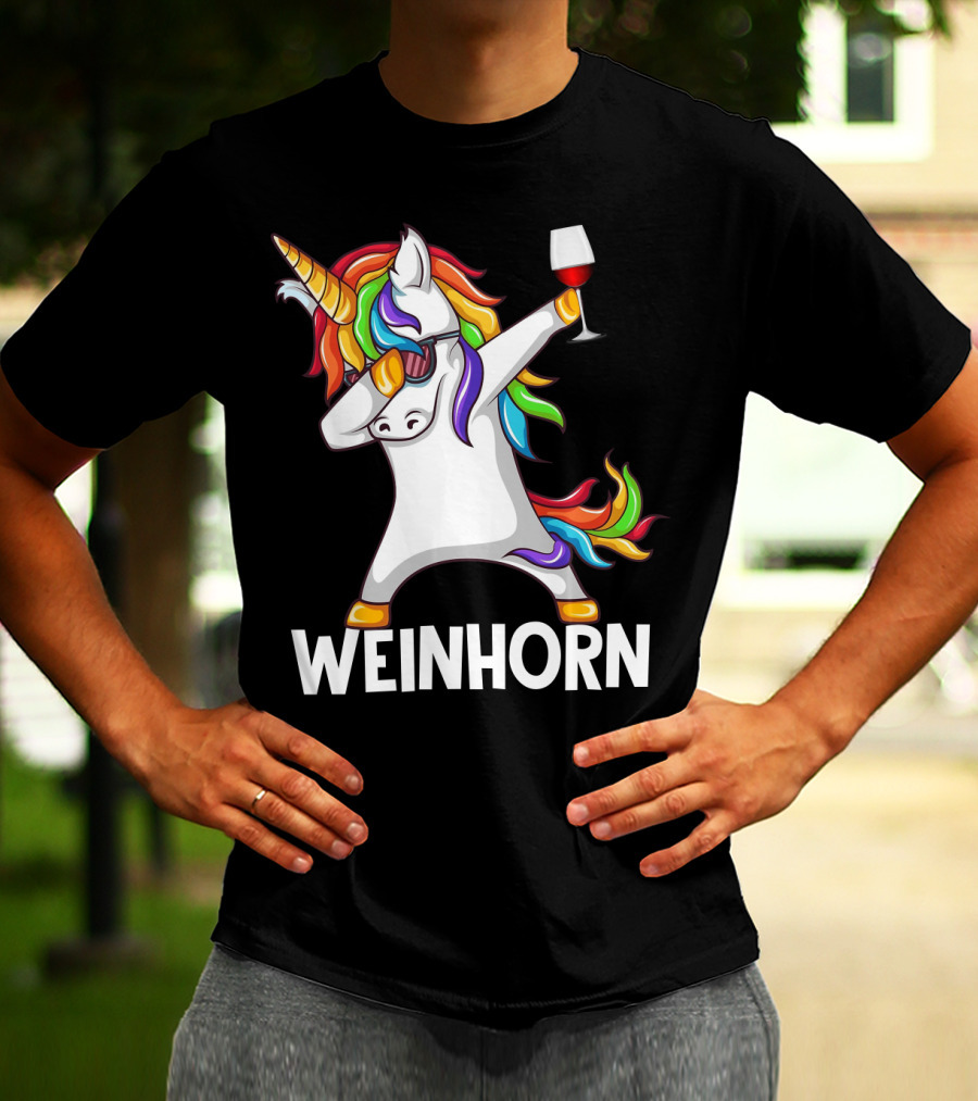 Weinhorn Dabbing Einhorn With Wine Glass T-Shirt