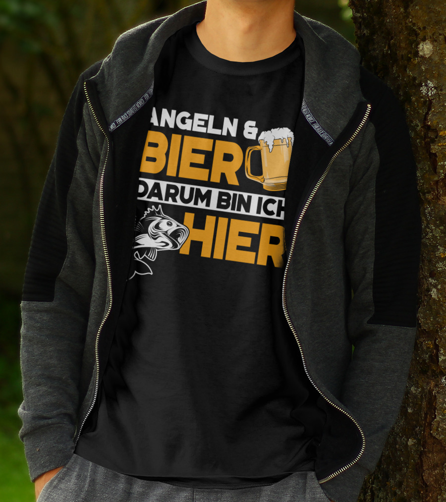 Angeln And Bier Darum Bin Ich Hier T-Shirt