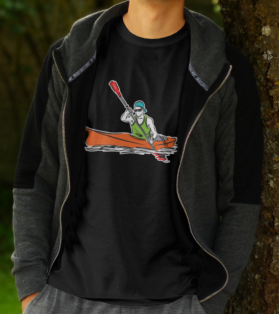 Grönland Kajak Paddel Sportler Line Zeichnen T-Shirt