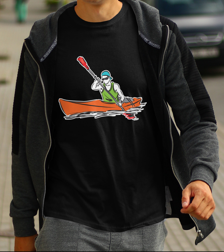 Grönland Kajak Paddel Sportler Line Zeichnen T-Shirt