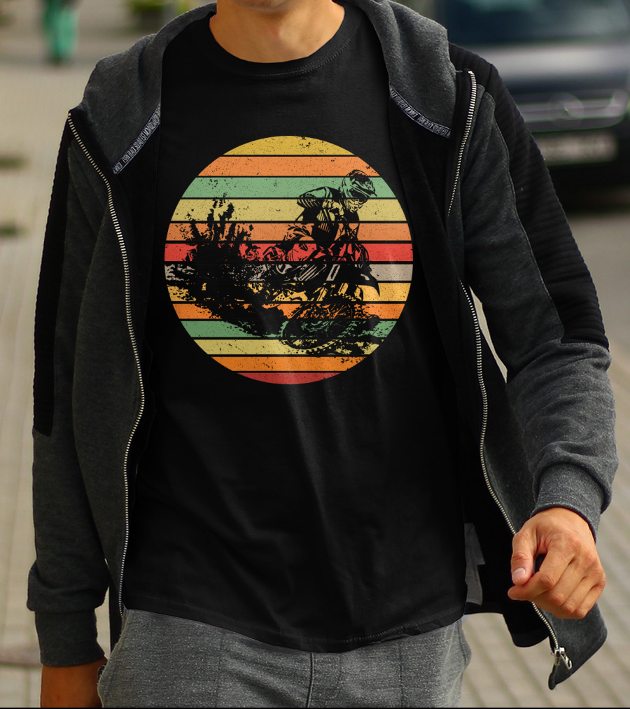 Vintage Motocross Dirt Bike Retro Vibes With Rider T-Shirt