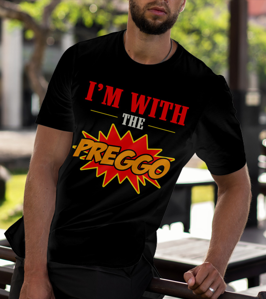 I'm With The Preggo Comic Style Burst T-Shirt
