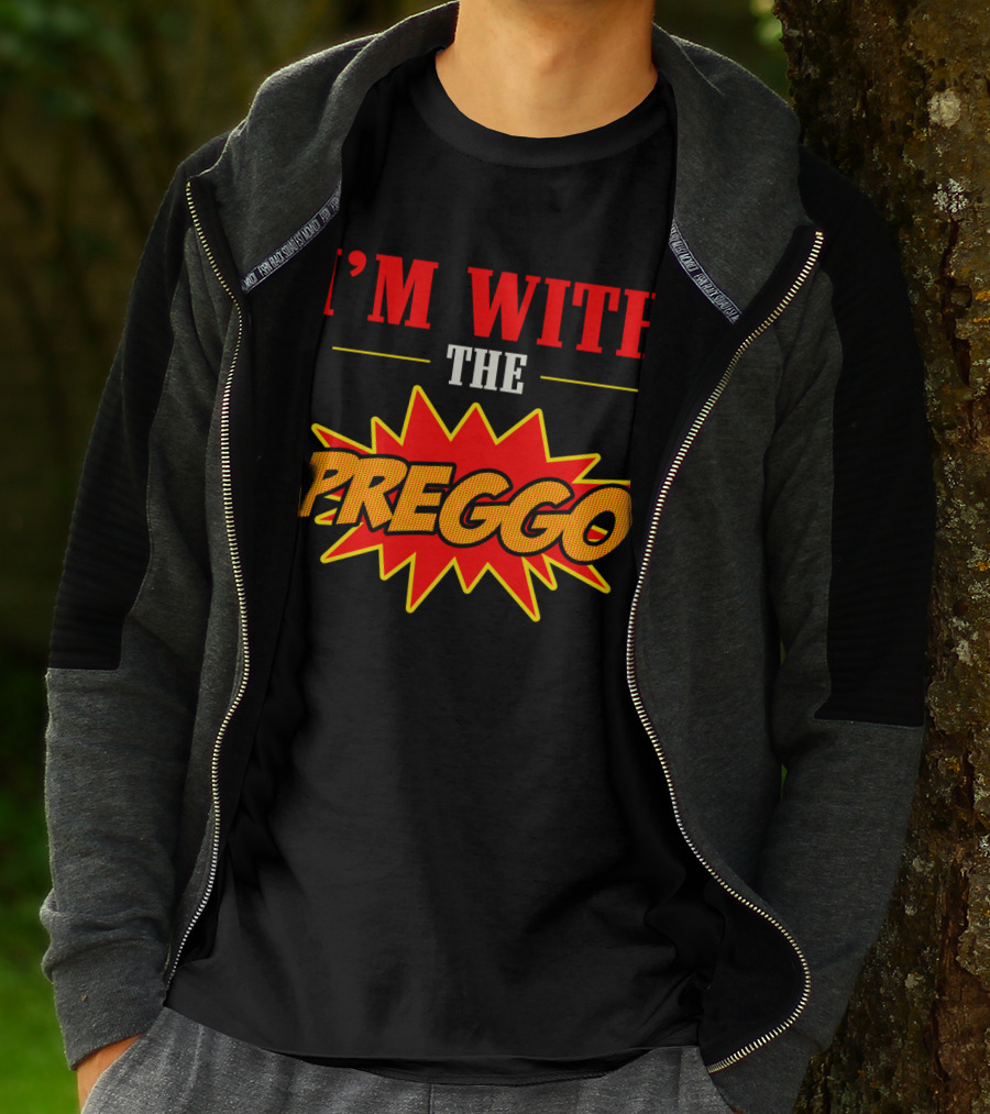 I'm With The Preggo Comic Style Burst T-Shirt