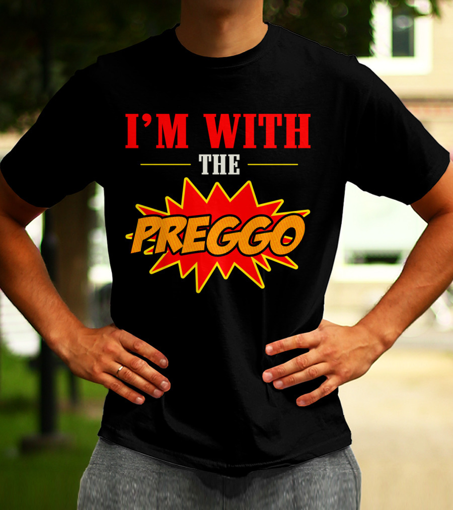 I'm With The Preggo Comic Style Burst T-Shirt