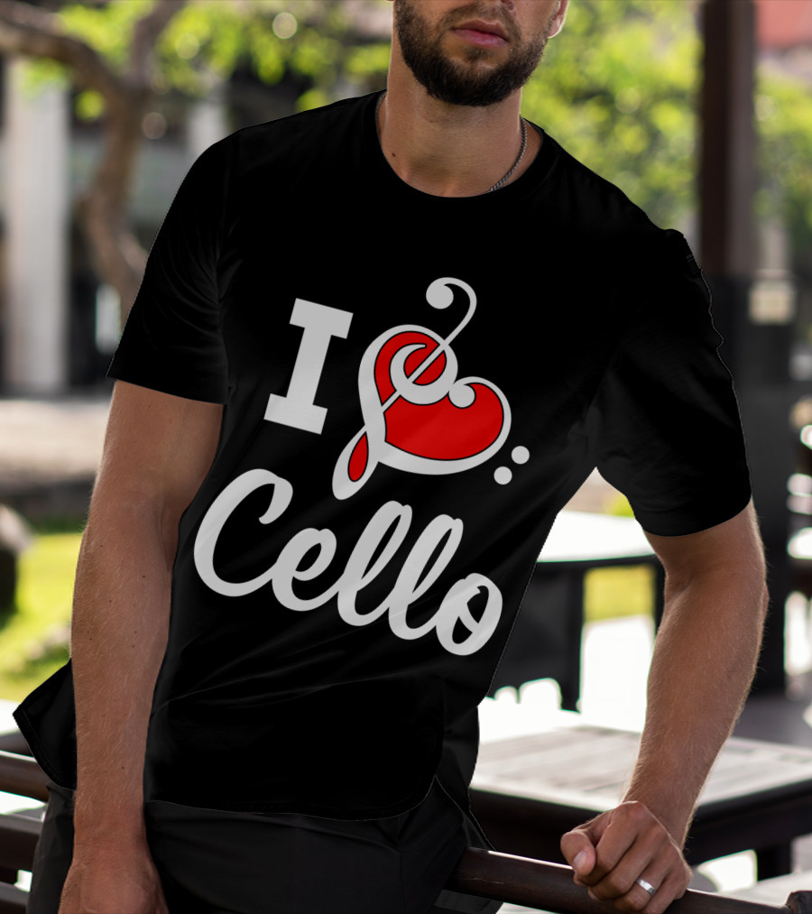 I Love Cello Treble Clef Heart T-Shirt