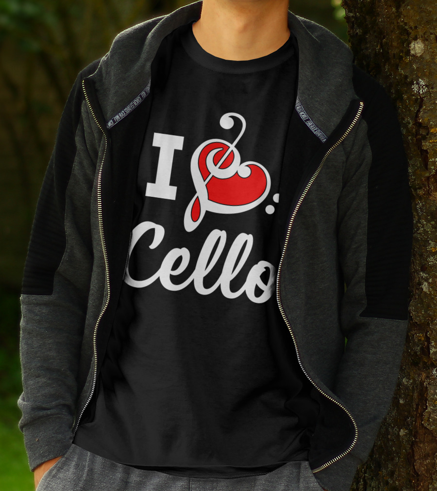I Love Cello Treble Clef Heart T-Shirt
