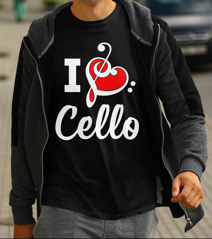 I Love Cello Treble Clef Heart T-Shirt
