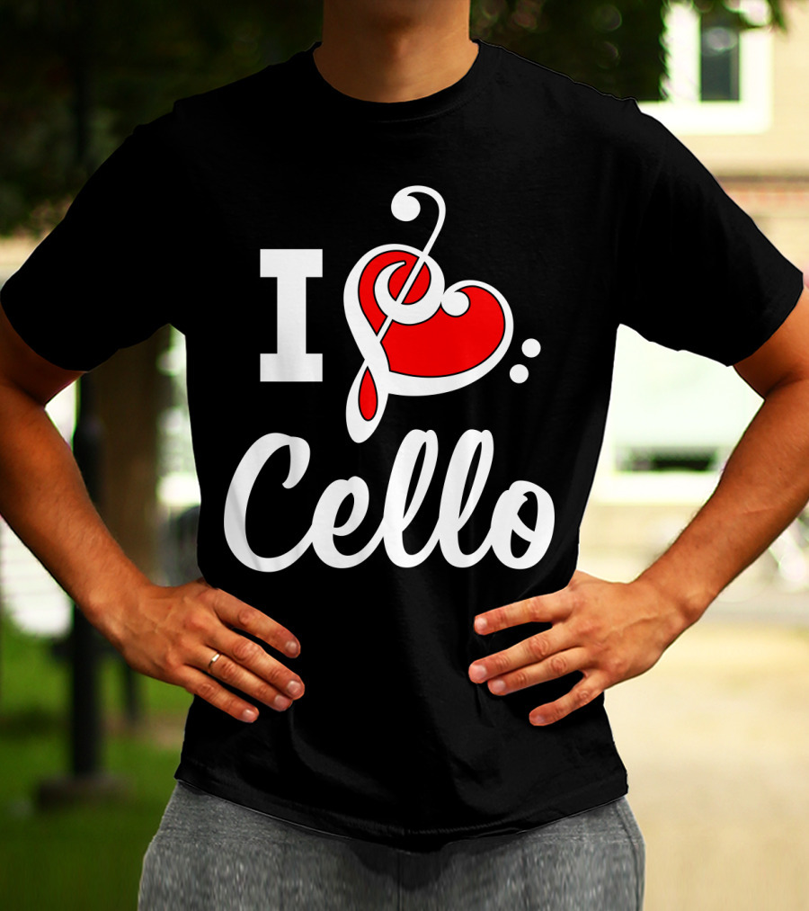 I Love Cello Treble Clef Heart T-Shirt