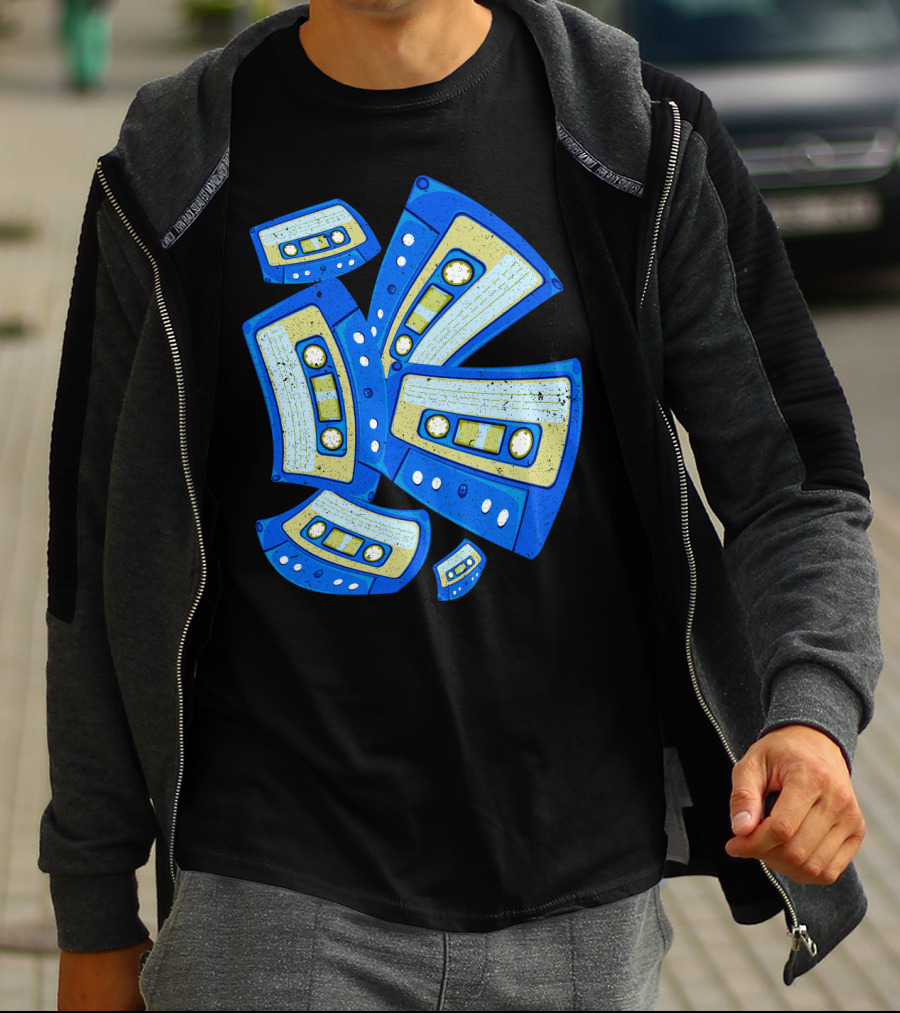 Vaporwave Cassette Mixtape Analog Music Retro Aesthetic Blue Tapes T-Shirt