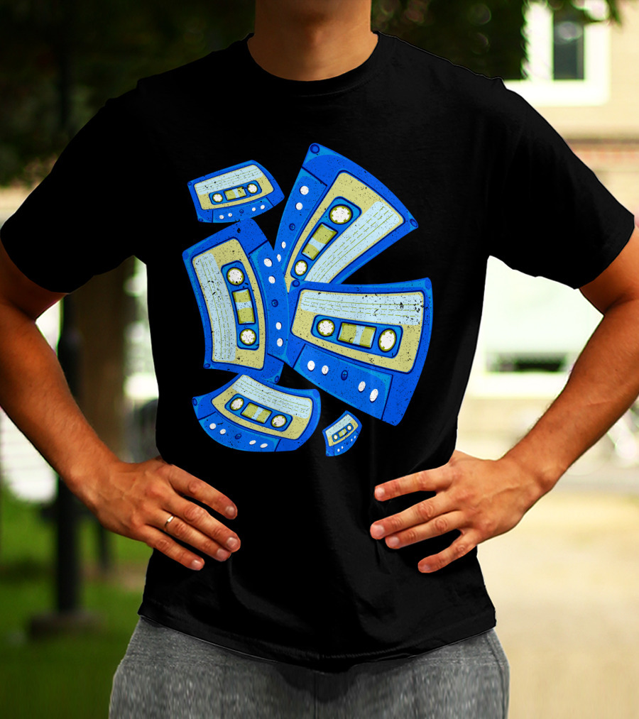 Vaporwave Cassette Mixtape Analog Music Retro Aesthetic Blue Tapes T-Shirt