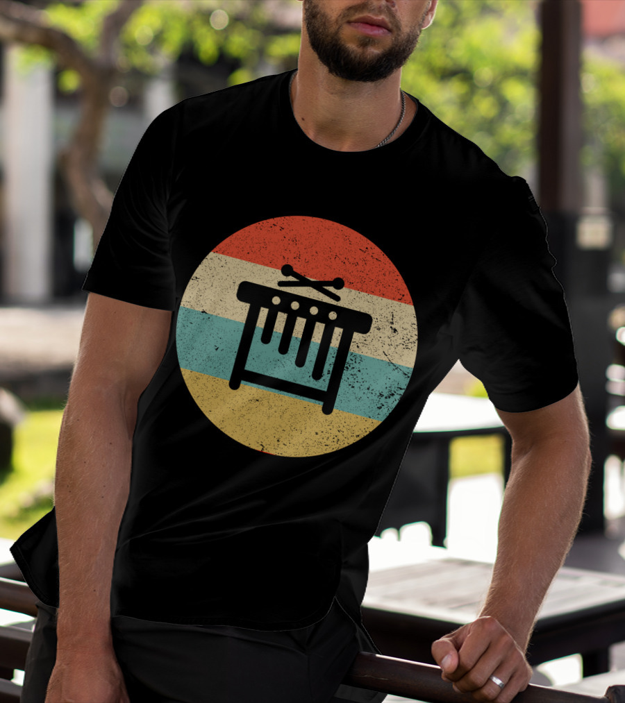 Vintage Retro Marimba Xylophone Circle Stripes T-Shirt