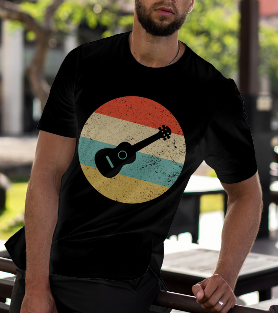 Vintage Retro Striped Ukulele T-Shirt