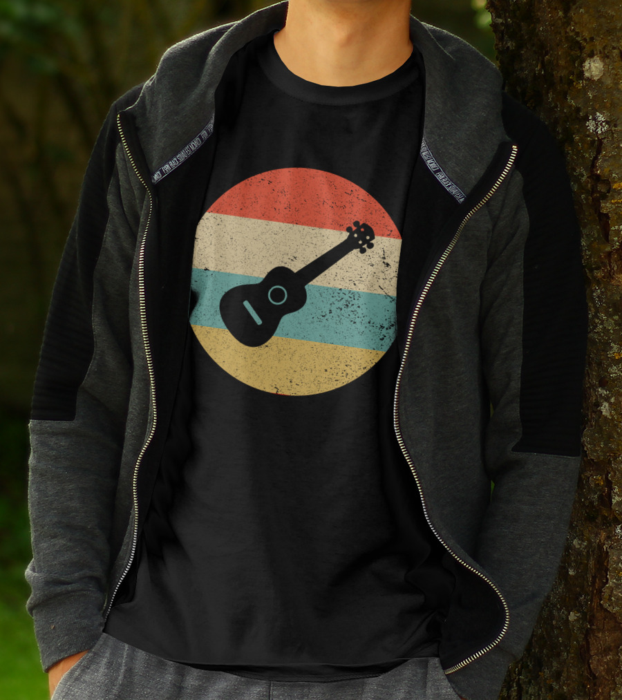 Vintage Retro Striped Ukulele T-Shirt