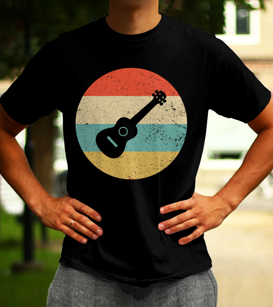 Vintage Retro Striped Ukulele T-Shirt