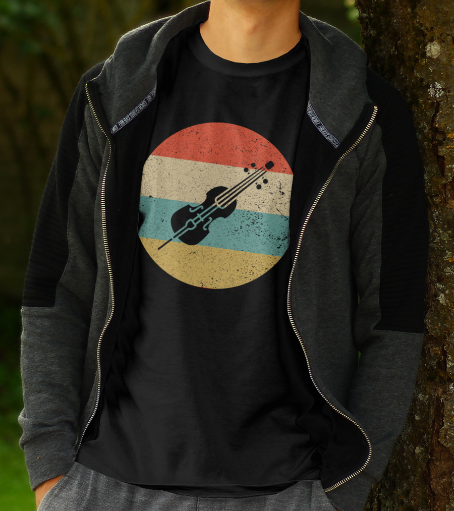 Vintage Retro Cello Circle Striped T-Shirt