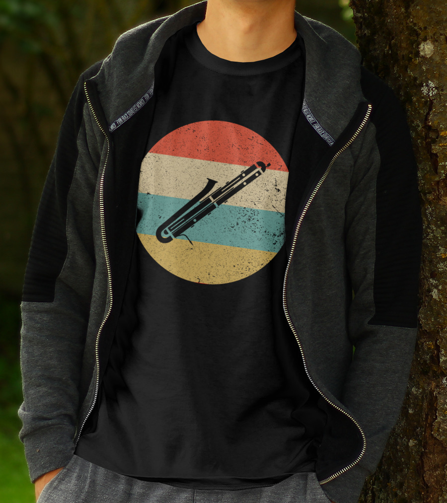 Vintage Retro Bassoon Circle Stripes T-Shirt