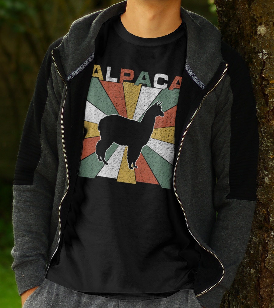 Alpaca Retro 70s Silhouette Vintage Colors T-Shirt
