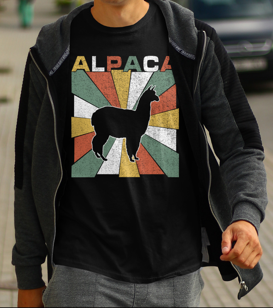 Alpaca Retro 70s Silhouette Vintage Colors T-Shirt