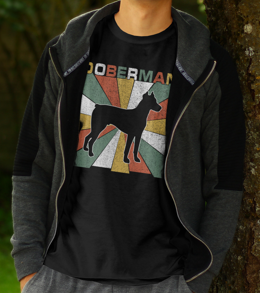Doberman Retro 70s Silhouette Vintage Colors T-Shirt