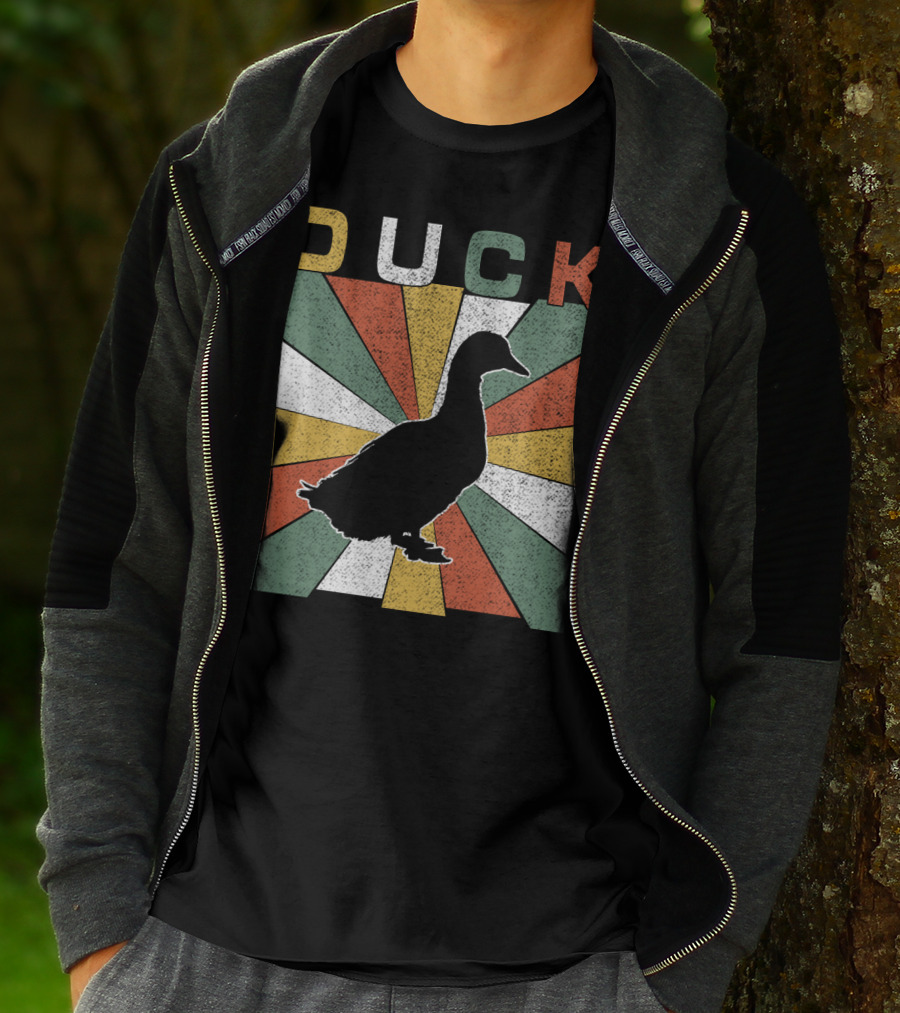 Duck Retro 70s Vintage Silhouette Sunburst T-Shirt