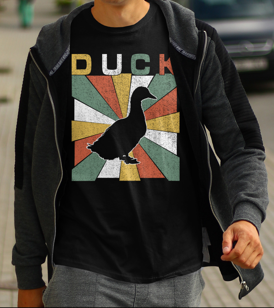 Duck Retro 70s Vintage Silhouette Sunburst T-Shirt