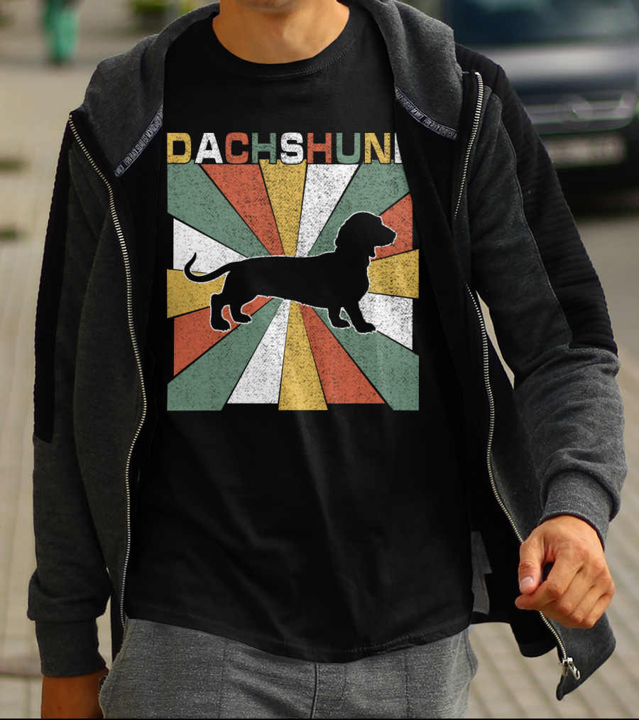Dachshund Retro 70s Silhouette Vintage T-Shirt