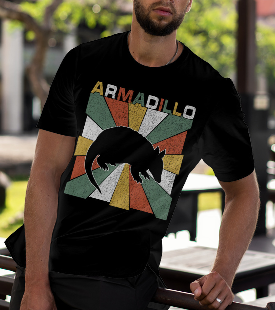 Armadillo Retro 70s Vintage Rainbow Burst T-Shirt