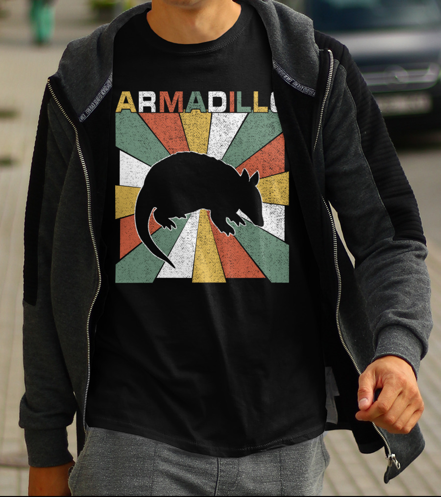 Armadillo Retro 70s Vintage Rainbow Burst T-Shirt